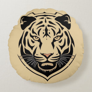 Cojín Redondo Emblema de la Cresta del Tigre Dorado