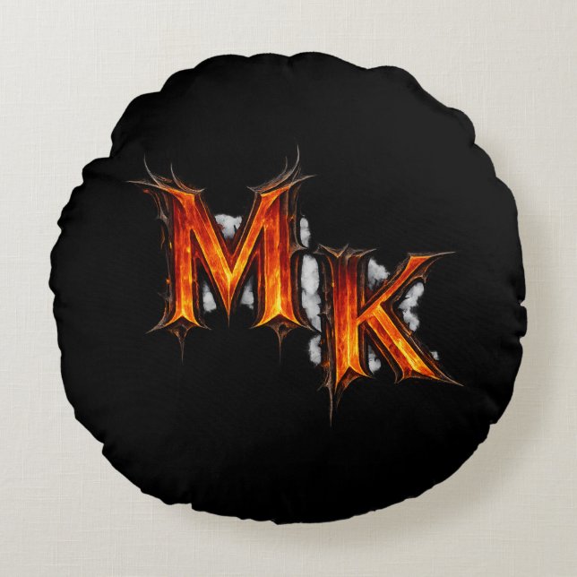 Cojín Redondo Emblema gótico infernal MK (Anverso)