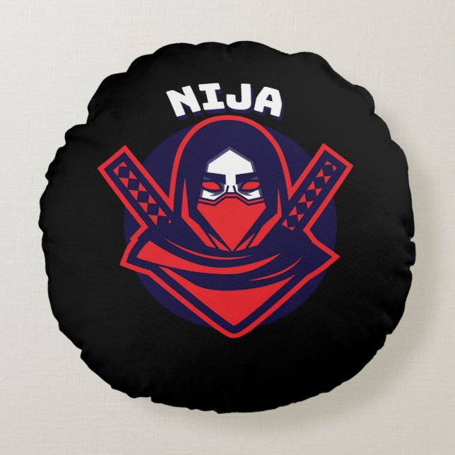 Cojín Redondo Emblema Guerrero Audaz – Logo Ninja (Anverso)