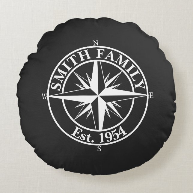 Cojín Redondo Emblema personalizable de monograma de estrella de (Anverso)