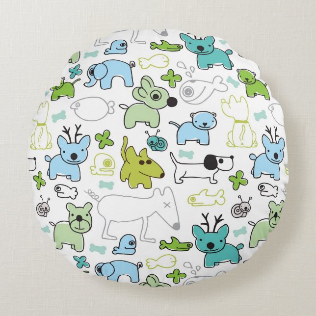 Cojín Redondo embroma el modelo animal del fondo (Anverso)