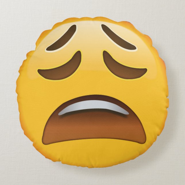 Cojín Redondo Emoji cansada (Anverso)