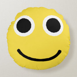Cojín Redondo Emoji de Emoticon Sonriente Feliz Cara Amarillo