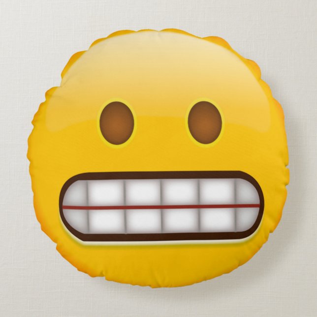 Cojín Redondo Emoji de la mueca (Anverso)