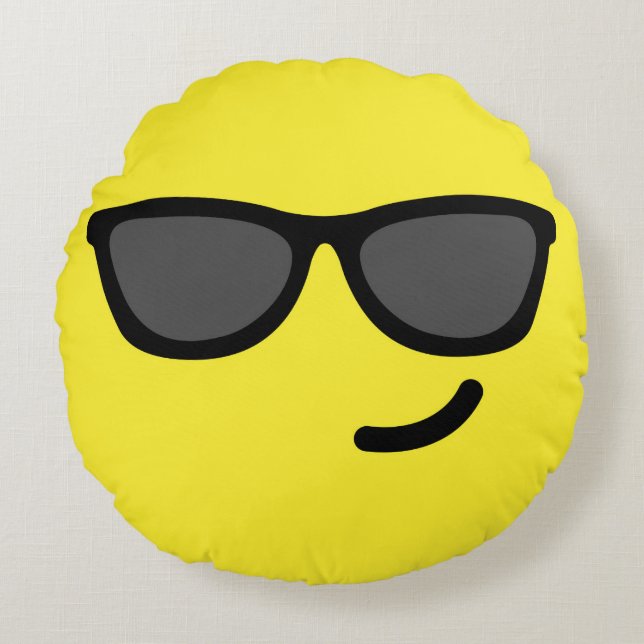 Cojín Redondo Emoji de las gafas de sol (Anverso)