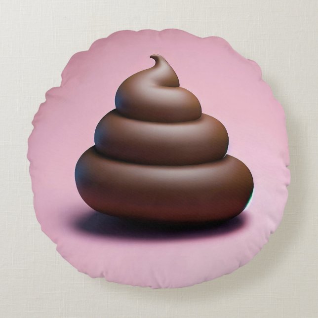 Cojín Redondo Emoji de poop (Anverso)