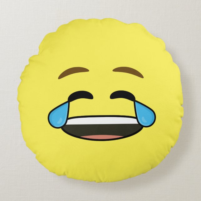 Cojín Redondo Emoji de risa (Anverso)