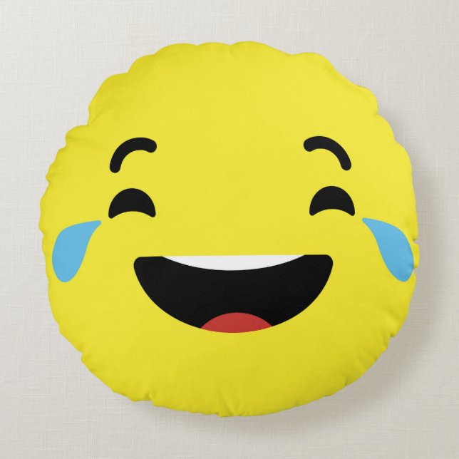 Cojín Redondo Emoji de risa del grito (Anverso)