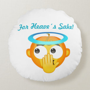 Cojín Redondo emoji de sorpresa angelical