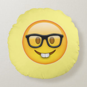 Cojín Redondo Emoji de Vidrio Nerd Boy