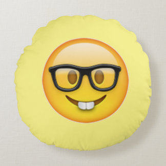 Cojín Redondo Emoji de Vidrio Nerd Boy