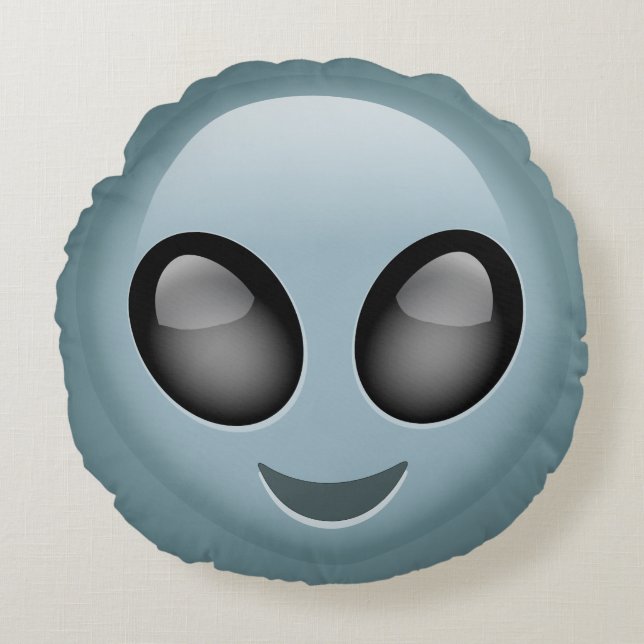 Cojín Redondo Emoji extranjera extraterrestre (Anverso)