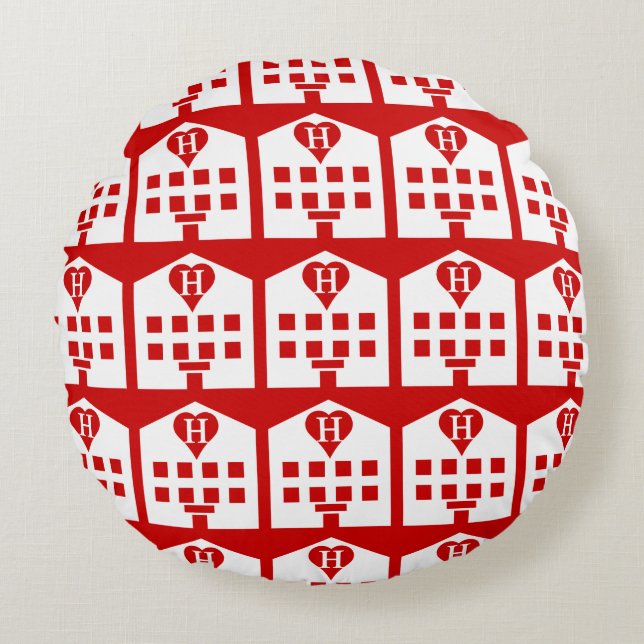 Cojín Redondo Emoji japonesa del Love Hotel (Anverso)