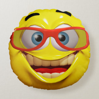Cojín Redondo Emoticon divertido 3d