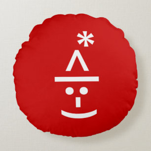 Cojín Redondo Emoticono de Duende de Navidad Arte de Texto ASCII