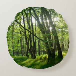 Cojín Redondo En el bosque verde