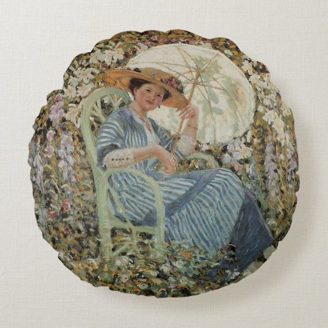 Cojín Redondo En el jardín, Giverny de Frederick Frieseke (Anverso)