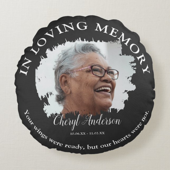 Cojín Redondo En Memoria Querida | Foto Memorial  (Anverso)