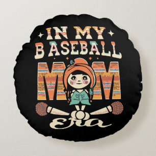 Cojín Redondo En Mi Era de Mamá de Béisbol