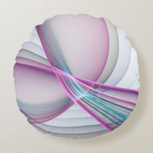 Cojín Redondo En Movimiento, Arte Fractal Abstracto Moderno y Co
