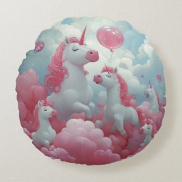 Cojín Redondo Encantado paisaje unicornio
