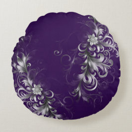 Cojín Redondo Enchanting Purple and Silver Accents  Round Pillow