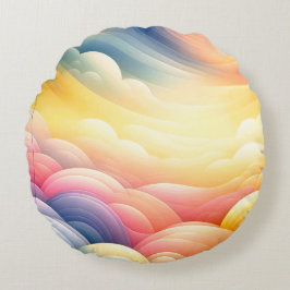 Cojín Redondo Encontrar la paz en las oníricas nubes