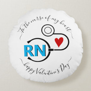 Cojín Redondo Enfermera Día de San Valentín estetoscopio azul RN