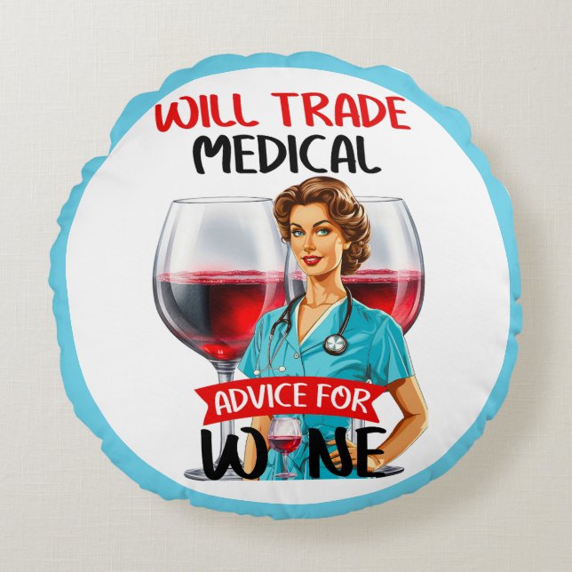 Cojín Redondo Enfermera Nostálgica Cute Pinup Asesoramiento Come (Anverso)