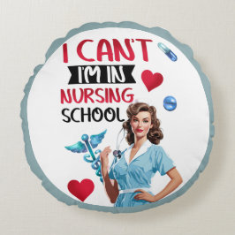 Cojín Redondo Enfermera Nostálgica en escuela de Enfermería