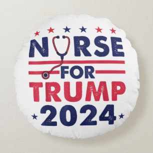 Cojín Redondo Enfermeras Retro para Trump 2024 América Bandera d