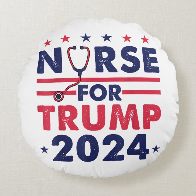 Cojín Redondo Enfermeras Retro Para Trump 2024 La Bandera Estrel (Anverso)