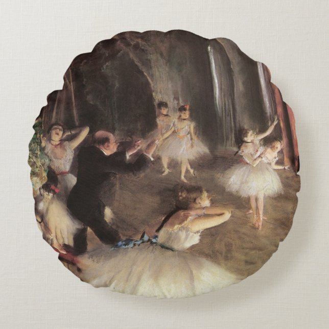 Cojín Redondo Ensayo en el escenario de Edgar Degas (Anverso)