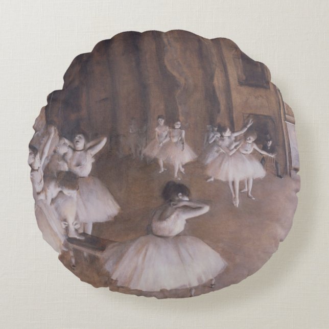 Cojín Redondo Ensayo en la etapa, 1874 del ballet de Edgar Degas (Anverso)