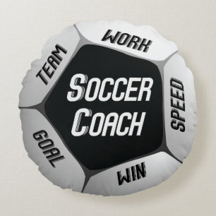 Cojín Redondo Entrenador de fútbol gracias a gran bola