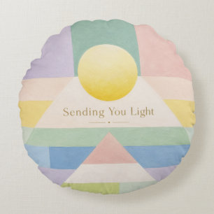 Cojín Redondo Enviándote Luz Geométrica Pastel Inspiración