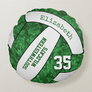 Cojín Redondo equipo de voleibol de chicas blancos verdes