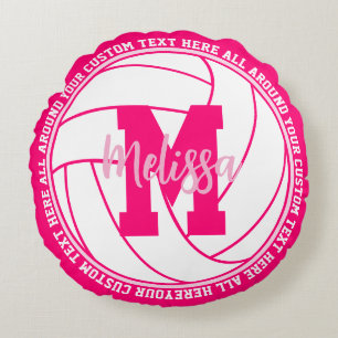 Cojín Redondo Equipo de Voleibol Personalizado Chicas Rosa