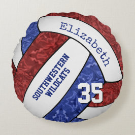 Cojín Redondo equipo deportivo azul maroon colores de voleibol f