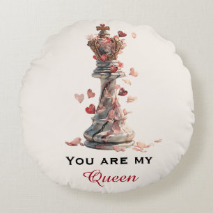 Cojín Redondo Eres Mi Reina Ajedrez Día de San Valentín