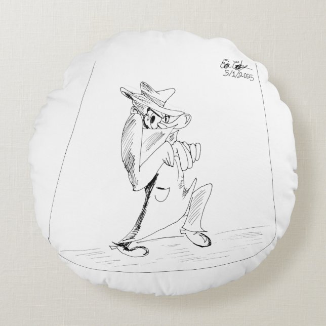 Cojín Redondo Erica Crooks Comics - sneaky villain man (Anverso)