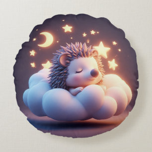 Cojín Redondo Erizo Adorable Durmiendo en una Nube