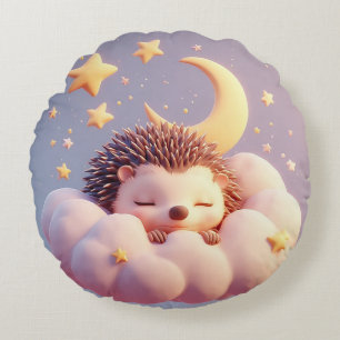 Cojín Redondo Erizo Adorable Durmiendo en una Nube
