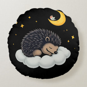 Cojín Redondo Erizo Adorable Durmiendo en una Nube