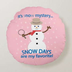 Cojín Redondo Es el detective Snowman Pink