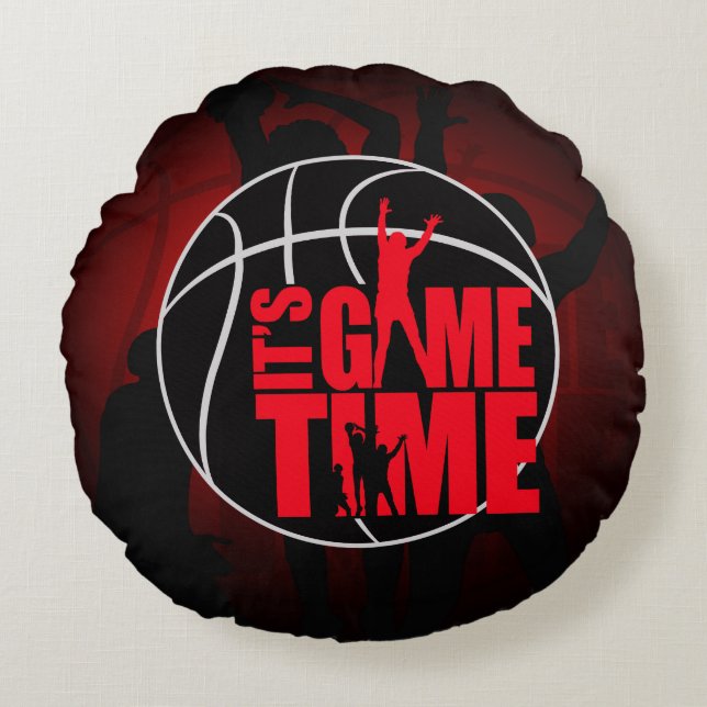 Cojín Redondo Es el momento del juego - Rojo (Anverso)
