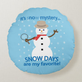 Cojín Redondo Es Misterio de nieve Detective Snowman Blue