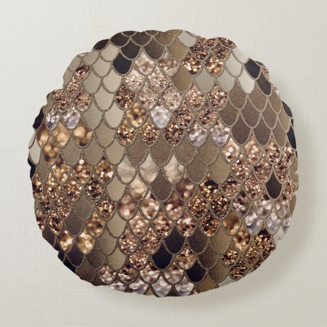 Cojín Redondo Escalas de Purpurina de sirvienta #6 (Anverso)