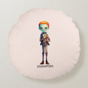 Cojín Redondo Escandaloso pero lindo niño zombi - Adorable Macab