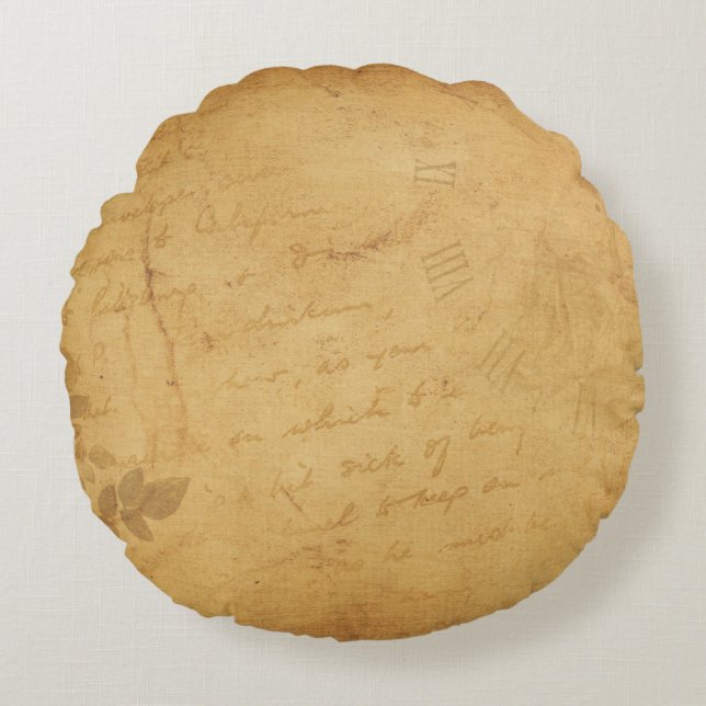 Cojín Redondo Escritura de flores de imagen de fondo (Anverso)